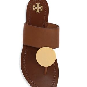 Tory Burch Patos Tan/Gold Disc Sandal (Size 7.5)
